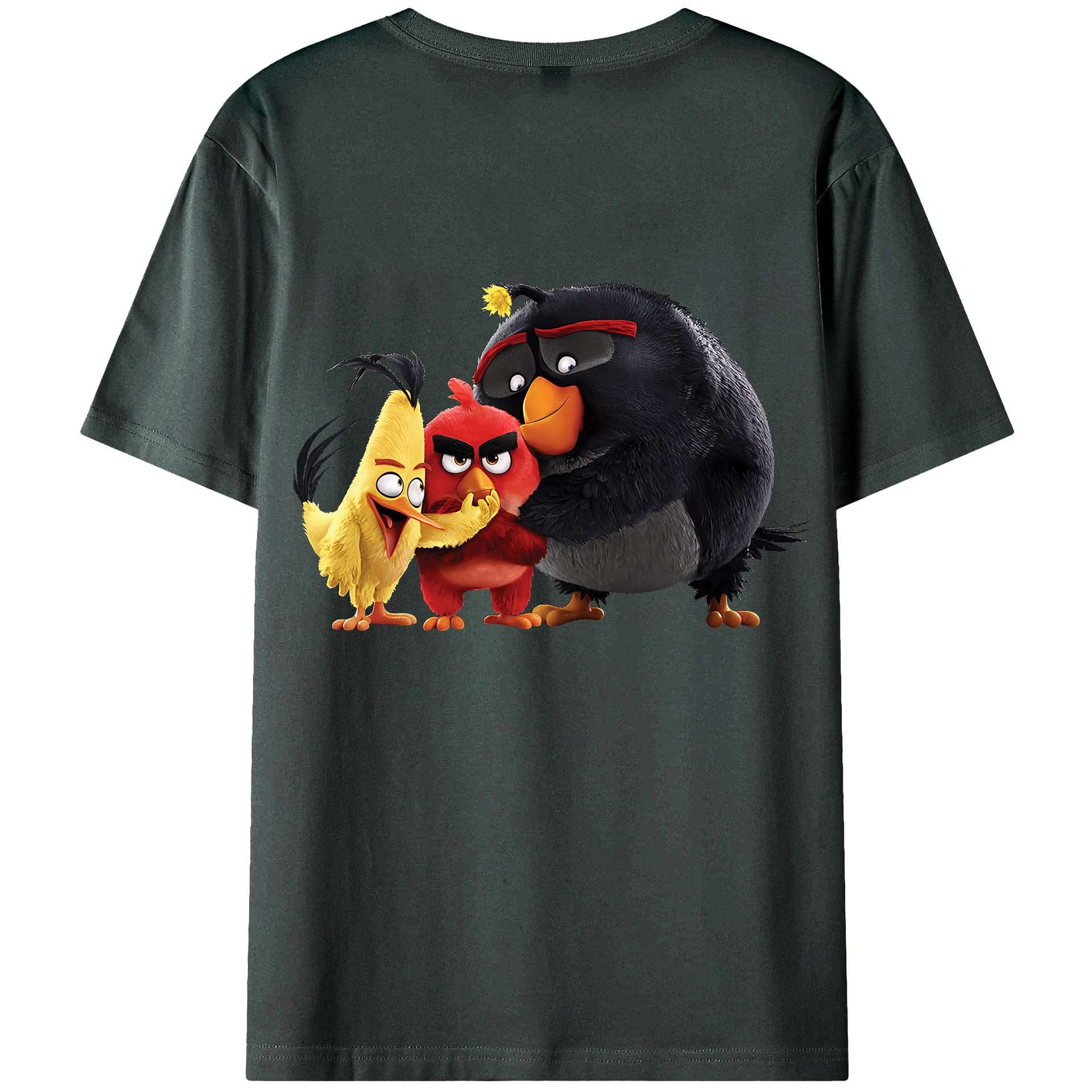 （画像用） Angry Birds アングリーバード 綿100％ メンズ半袖Tシャツ（バックプリント） 通気性